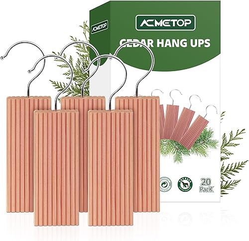 Miniatura 8 de ACMETOP Paquete de 30 colgantes de cedro, 10 bloques rectangulares + 10 ganchos + 20 bloques redondos