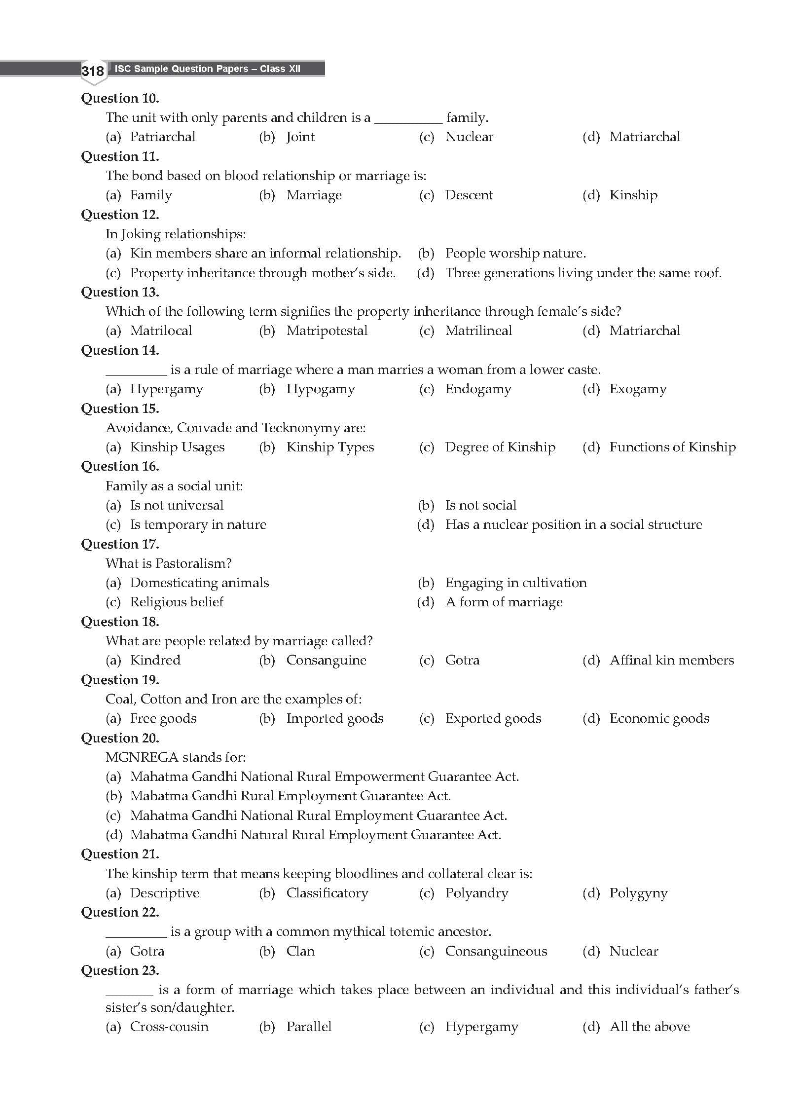 Sample Question Papers for ISC Humanities Class 12 Semester I Exam 2021 : MCQs & Solved New Specimen Eng, Eco, Pol Sc, History, Geo, Sociology, Psycho 3