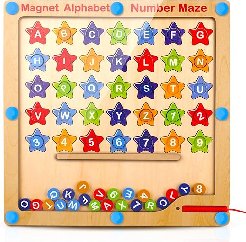 Miniatura 1 de Laberinto magnético de números del alfabeto  Montessori - Juguetes Montessori para niñas y niños pequeños, aprendizaje ABC actividades educativas