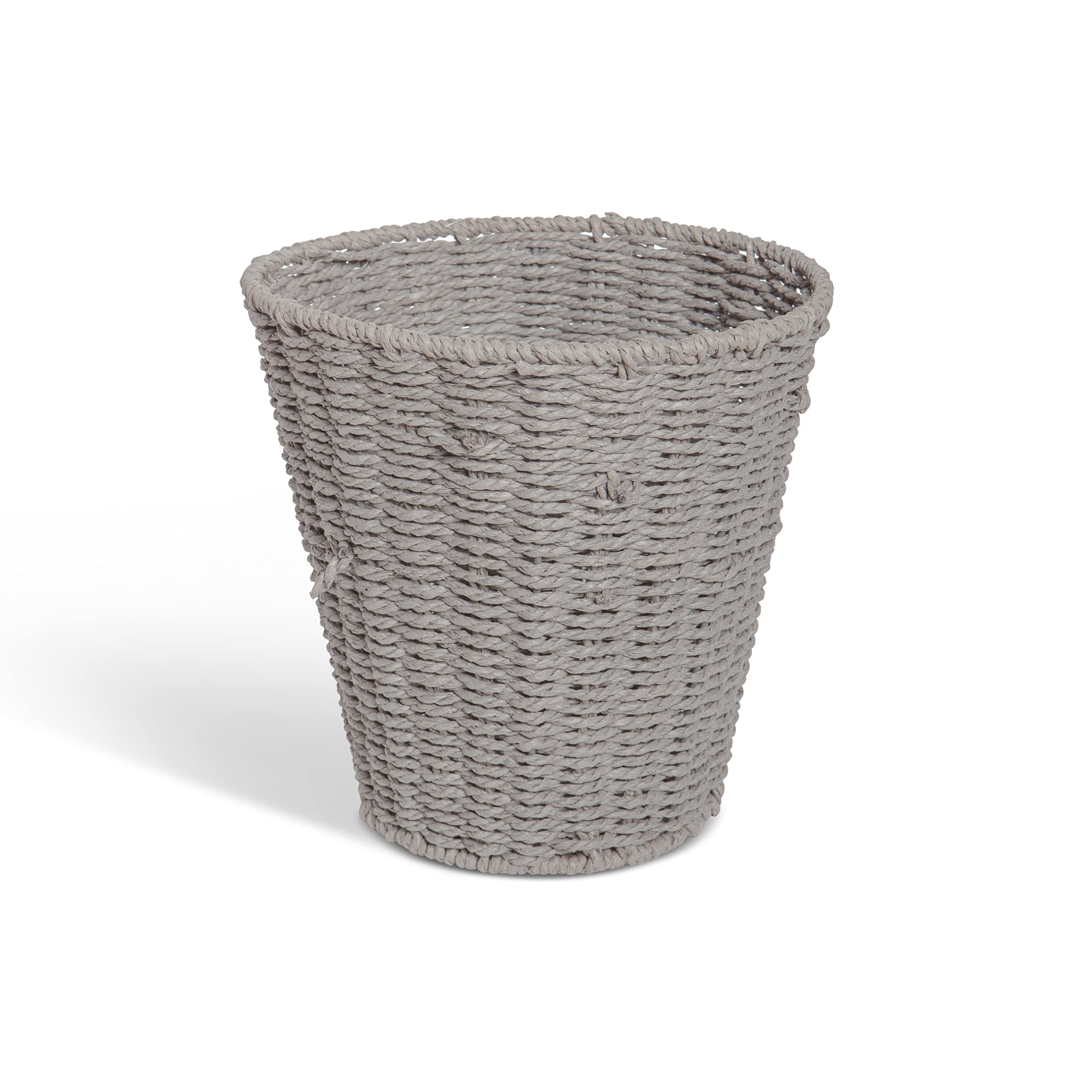 Vencier Round Waste Paper Basket Bin - Rubbish Bin for Bedroom, Bathroom, Offices or Home (Grey)