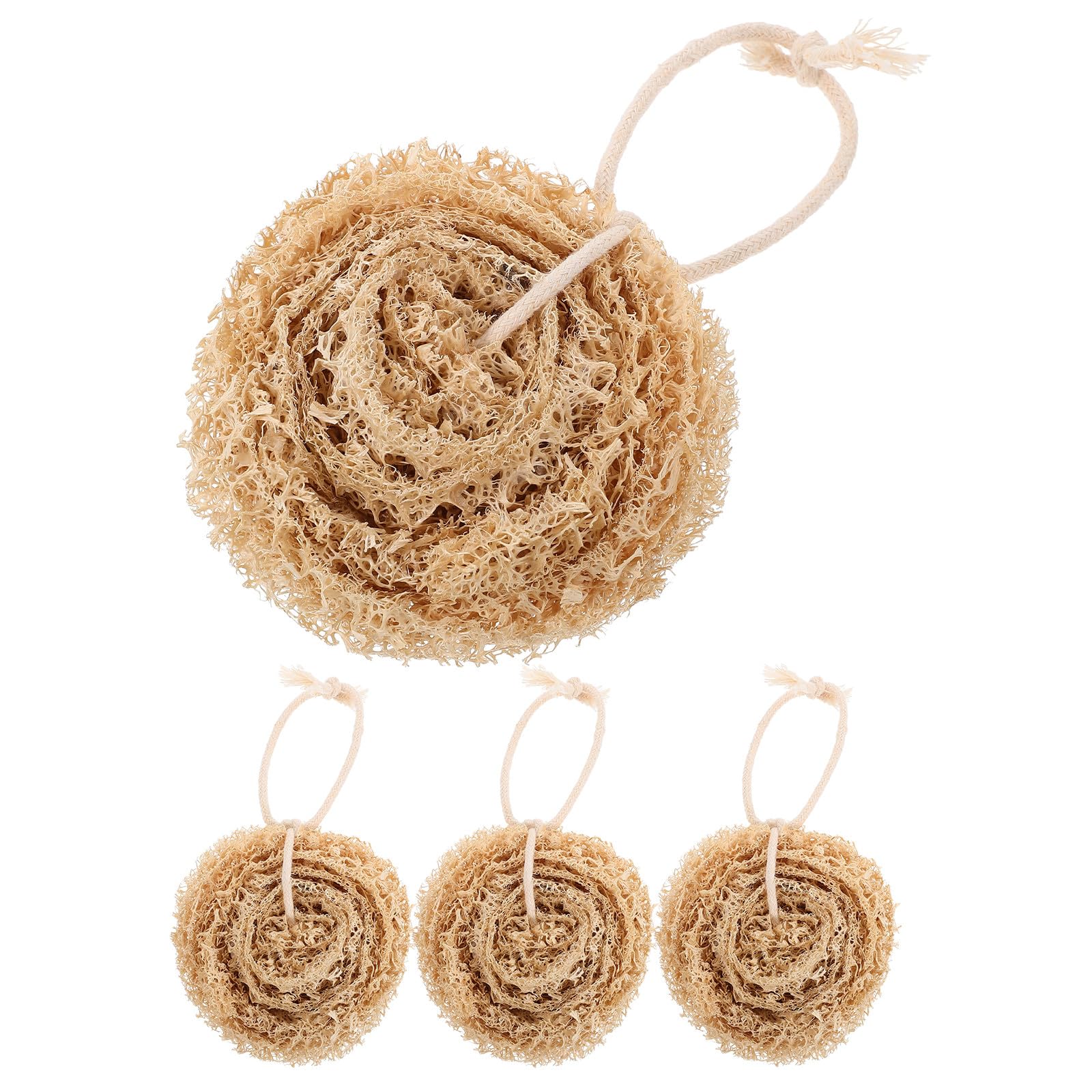 Esponjas de Lufa Naturales para Lavar Platos 4 Piezas Fuerte Absorción de Agua y Diseño para Colgar, Ideales para Limpieza en Cocina