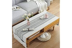 Chic Linen Coffee Tablecloth with Handy Pockets