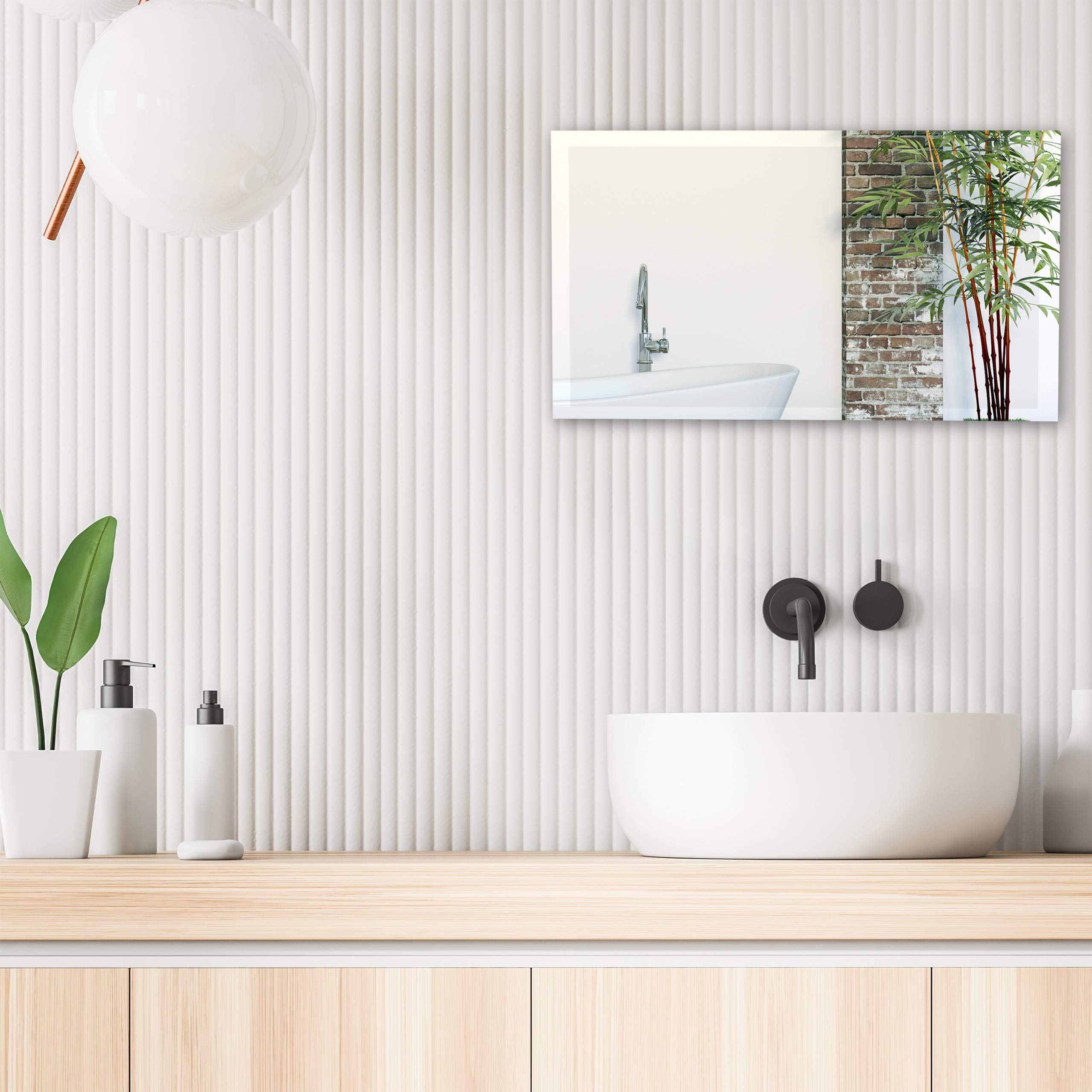 Relaxdays Espejo Sin Marco, Espejo Pared 40x60cm, Colocar Vertical u Horizontal, Espejo Baño, Pasillo, Aseo, Reflectante
