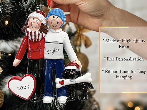 Miniatura 3 de Adorno de Navidad personalizado para pareja con perro 2023  Familia de 2 con decoración de árbol de Navidad para cachorros, nuestra primera Navidad