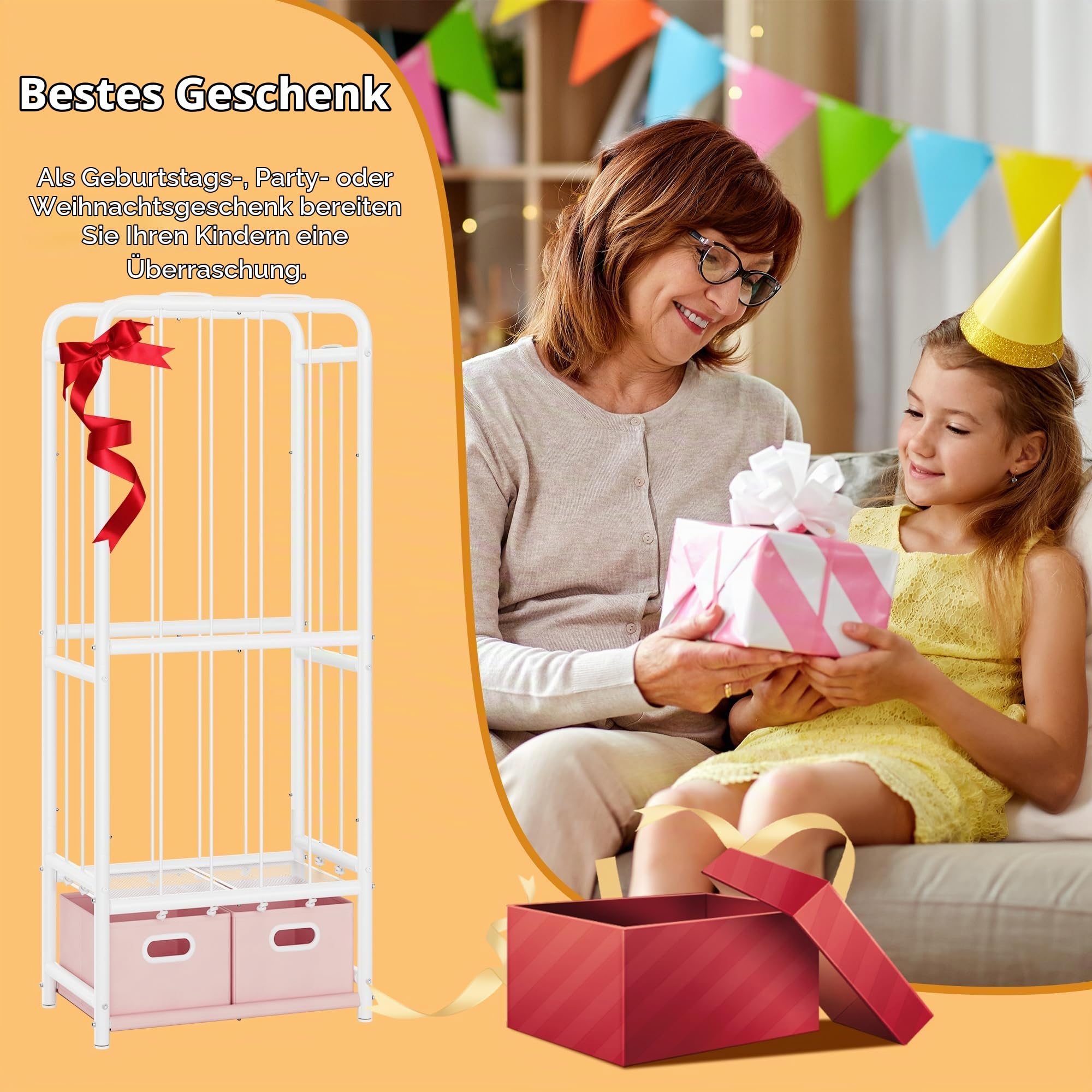 GRANNY SAYS Stofftier-Aufbewahrung mit 2 Spielzeugbehältern, Zoo-Stofftier-Halter, Spielzeug-Organizer mit Gummiband und Haken, platzsparend, vertikal, Kinderspielzeug, Organizer für Schlafzimmer