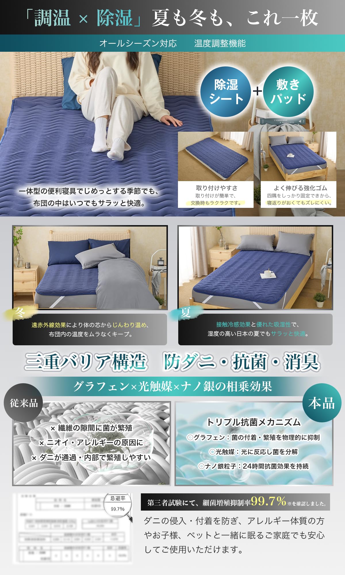 Amazon｜Softime 敷きパッド ダブル【次世代ナノ素材グラフェン×高密度