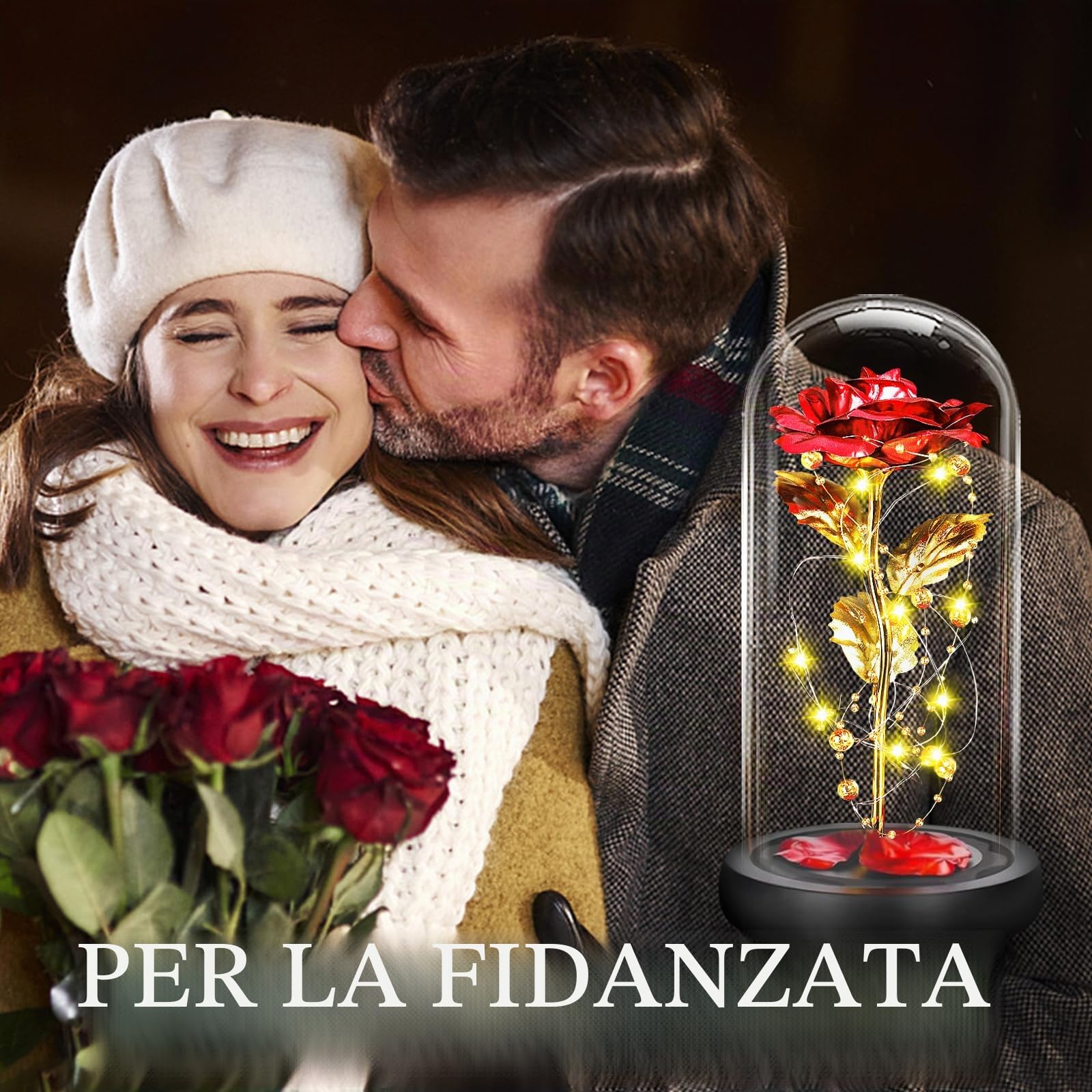 BOLEi Rosa Regalo Per Donne, Rosa Eterna In Vetro, Regalos Per Mamma, regali Di San Valentino Per Lei, Regalo- Di Natale Per Donne, regalis Per Sorelle, Mamma, Nonna(Classico Rosso E Rosa Dorato)
