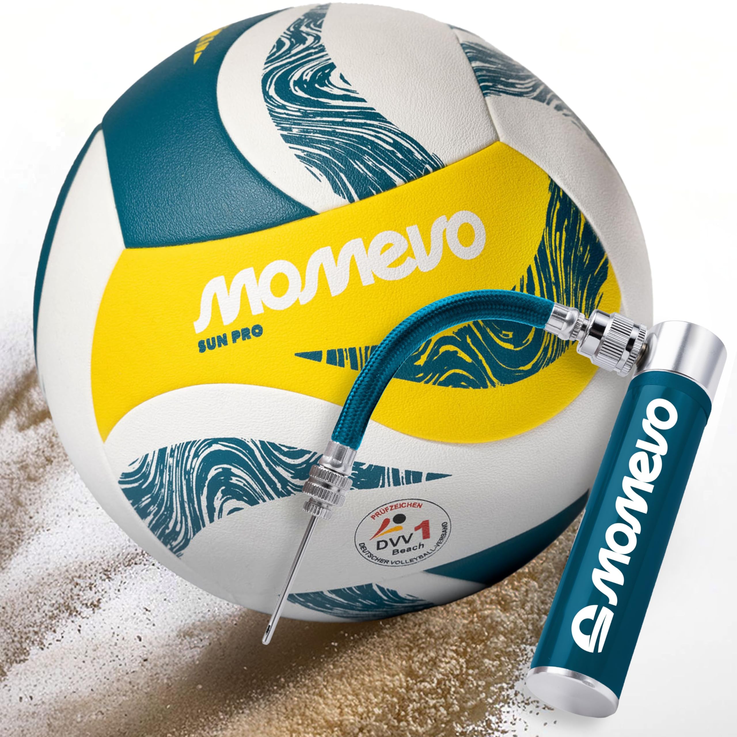SunPro Pallone Pallavolo - Pallone Beach Volley Ufficiale, Confermato DVV, Misura 5, Superficie in Morbida Microfibra PU – per Spiaggia e Sport all’Aperto, Idea Regalo