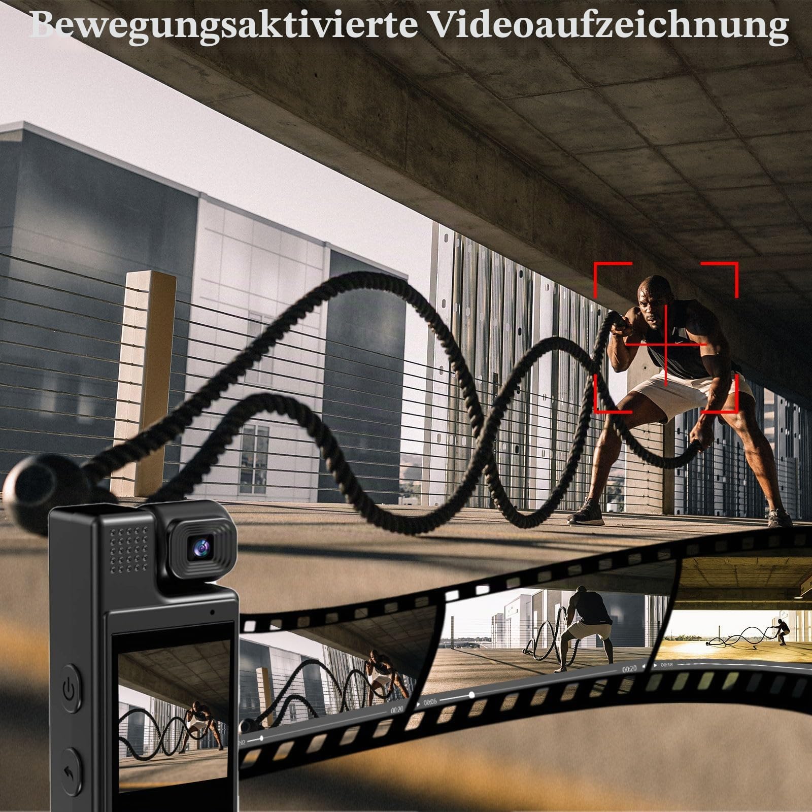 Andoer 4K Mini Körperkamera, Body Cam mit 180° Objektiv, WiFi-Videokamera mit Nachtsicht, Bewegungserkennung, unterstützt APP-Steuerung für tägliche Aufzeichnung/Service/Lieferung/Konferenz