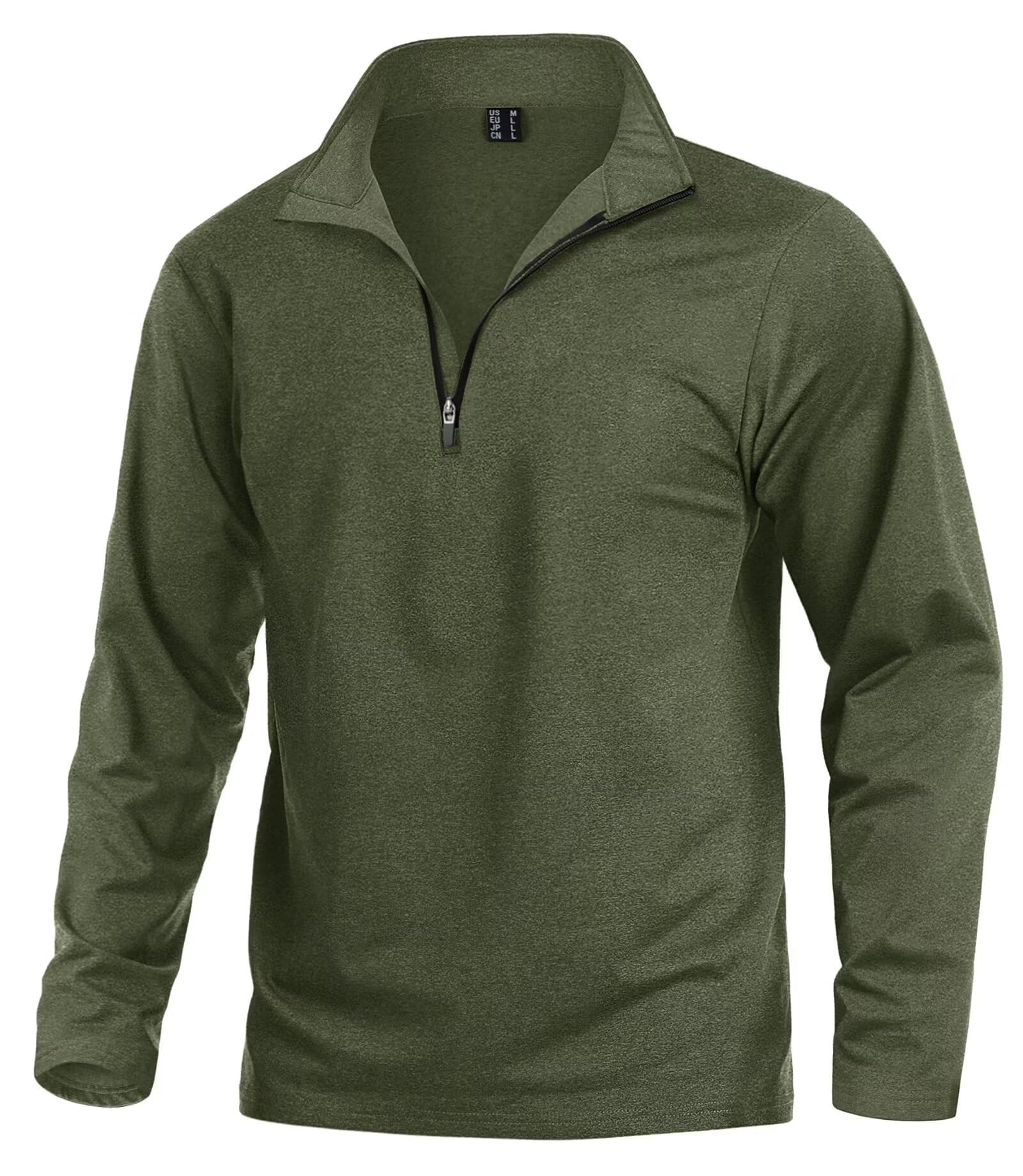 KEFITEVD Herren 1/4 Zip Fleece Pullover Langarm Funktionsshirt Warm Wanderpullover Atmungsaktiv Sportshirt Ski Fahrrad Shirt