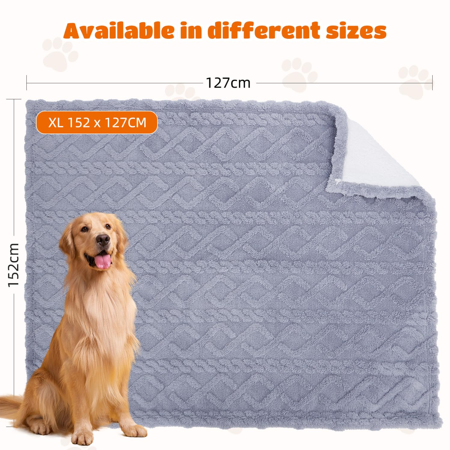 Nobleza Coperta Impermeabile per Cani, Morbida Coperta in Pile per Cani di Taglia Media e Grande, Gatti, XL 152 x 127 cm, Coprisedile Reversibile, Lavabile in Lavatrice, Azzurro