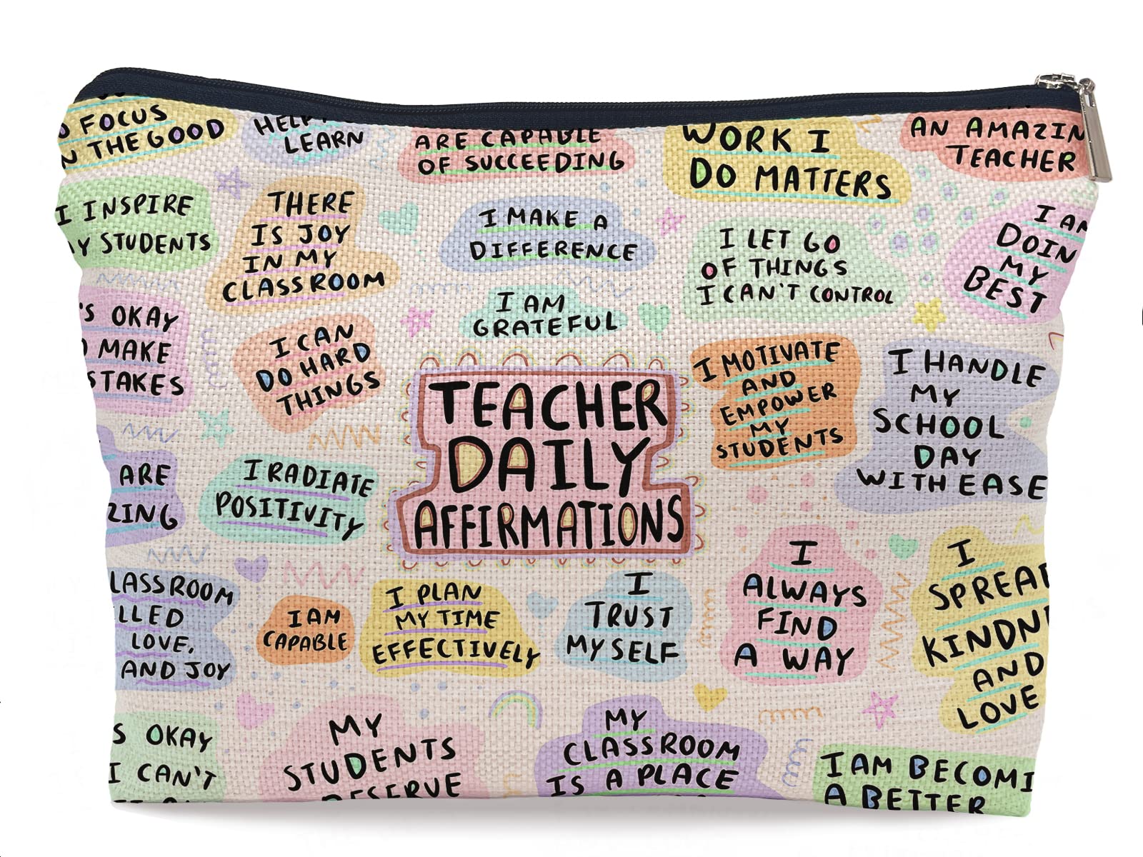 Lacosu Teacher Mental Health Makeup Bag - Small Zipper Pouch, Makeup Cosmetic Bag, Teacher Appreciation & Birthday Gifts