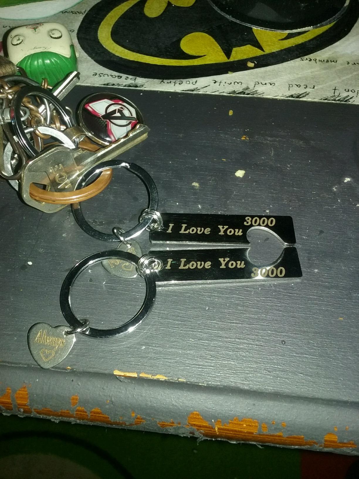 Cute I Love You 3000 Key Chain Couple Stainless Steel Keyring Keyfob Lover Gift - Foto 7