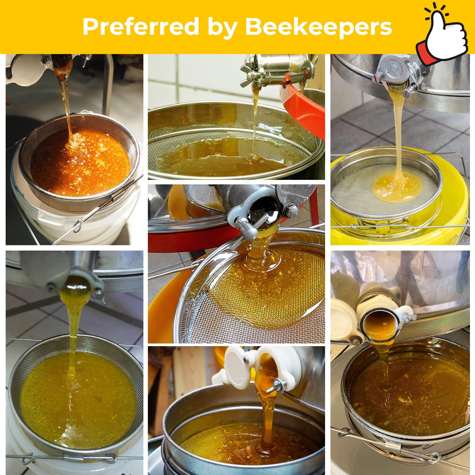 Passoire à miel double en acier inoxydable pour seau de 18 litres, extracteur de miel avec bras extensibles jusqu'à 41,9 cm, équipement d'apiculture
