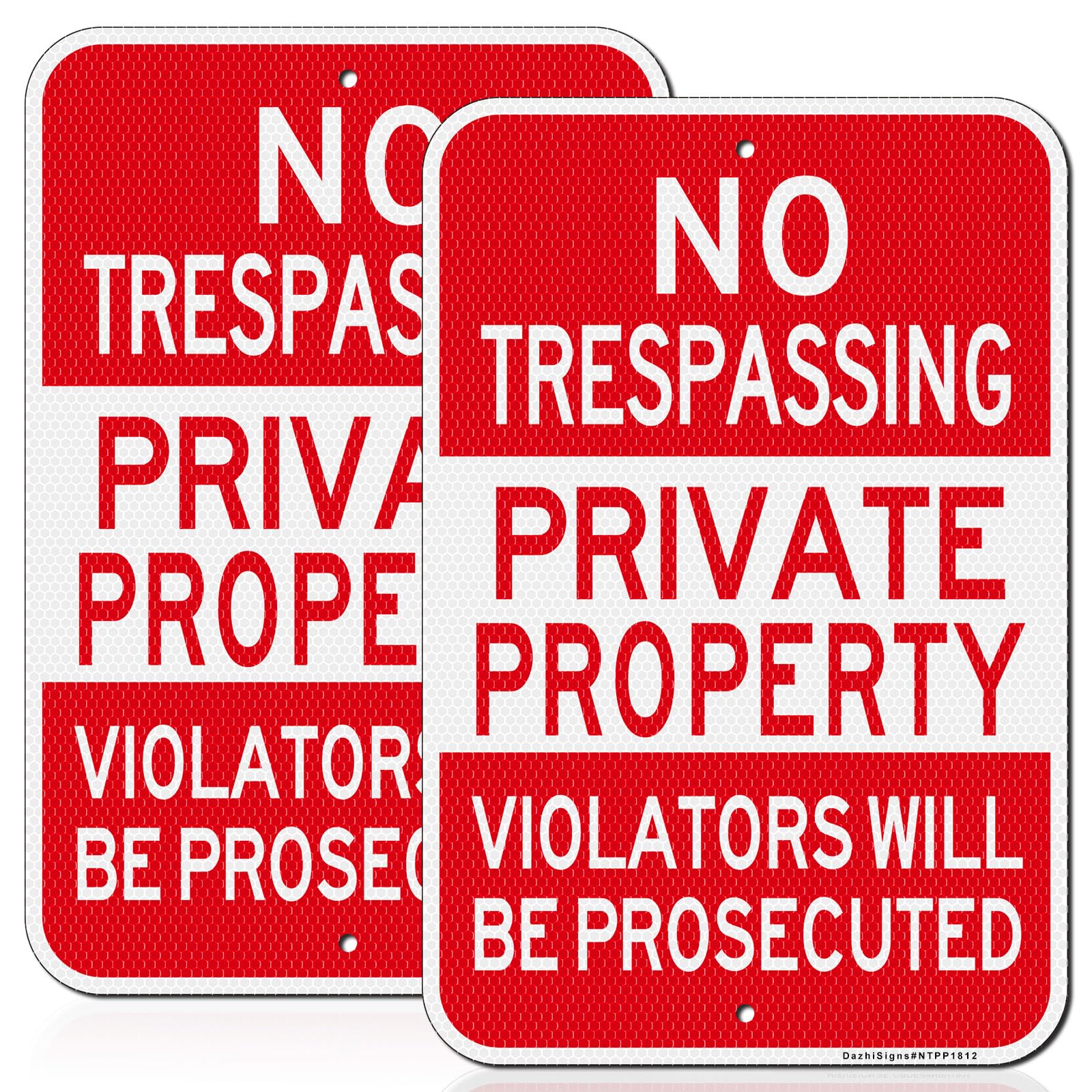 No Trespassing Private Property Sign, Violators Will Be Prosecuted Sign, 2Pack-18"x12" Engineer Grade Rust Free Reflective Aluminum, Fade Resistant,