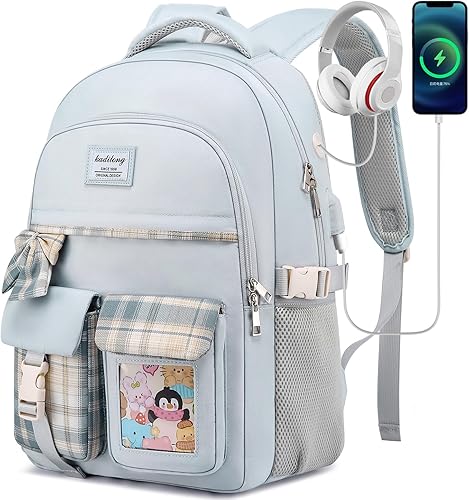 Mochila de 17.3 pulgadas para niñas adolescentes, bonita mochila para escuela secundaria, universidad, laptop, para mujeres, mochila escolar escolar