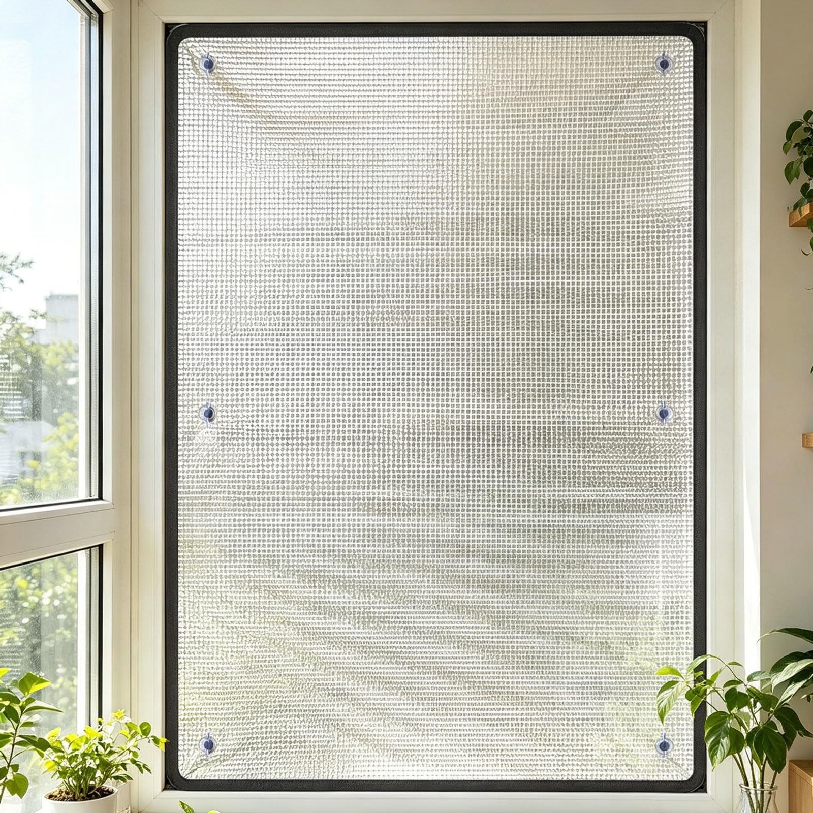 7MM Aluminum Foil Window Insulation Shade Sun Blocking Aluminum Foil Insulation Window Film Easy to Install for Skylight Sun Room Bedroom Home Garage Door(Black border,120x170cm (47x67in))