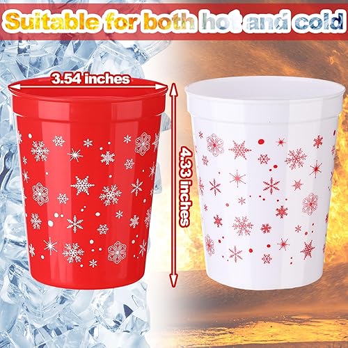Miniatura 3 de 48 vasos de copo de nieve reutilizables para niños, vasos de plástico de 16 onzas, vasos de estadio de copo de nieve, vasos de agua para adultos,