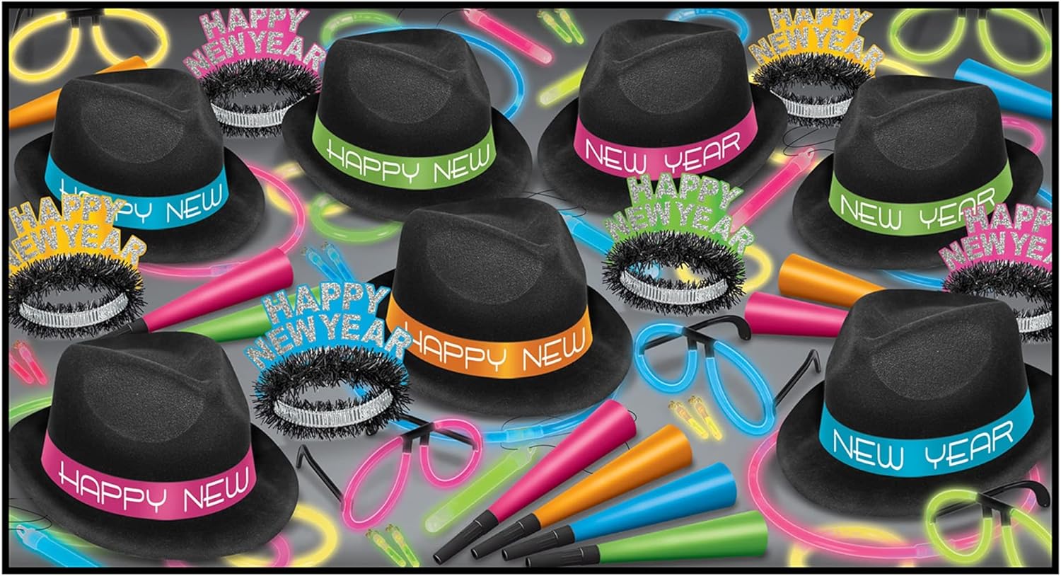Beistle Neon New Year Party Assortment for 50