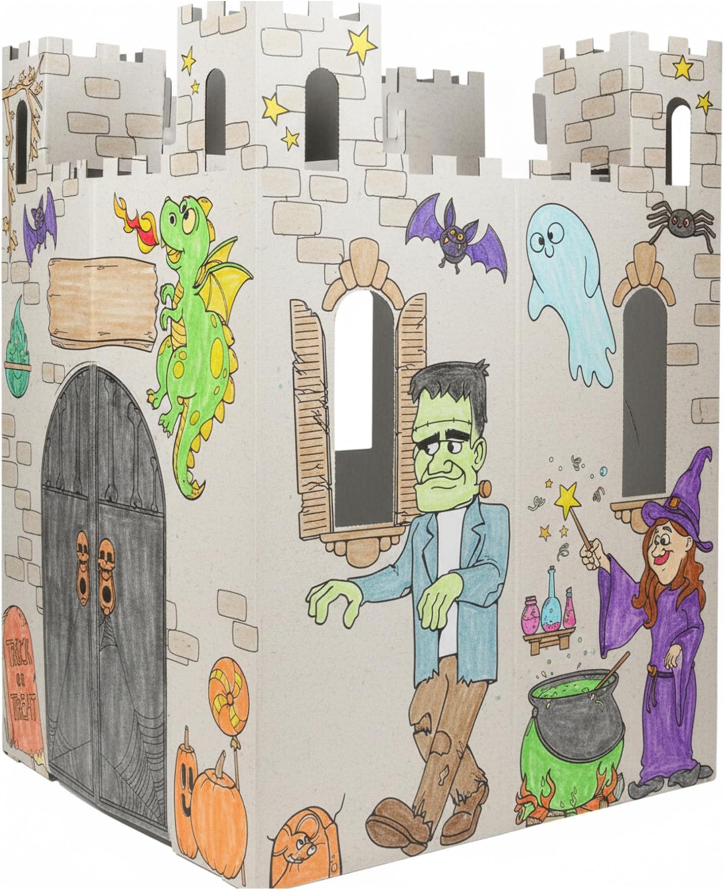 Haunted Castle - Kids Art & Craft for Indoor & Outdoor Fun, Color, Draw, Doodle on Halloween Friends– Decorate & Personalize a Cardboard Fort, 32" X 32" X 43. 5"