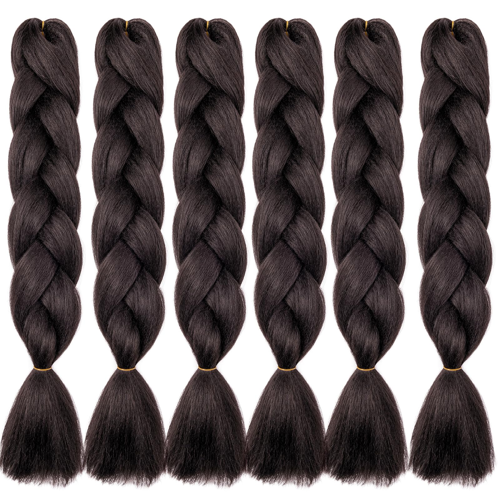 Cybelleza Extension Treccine Treccia Africane Capelli Marrone Sintetici Finti Lunghi Intrecciati 60cm Jumbo Braids 6PCS 600g Crochet Twist Bellezza, Marrone Scuro
