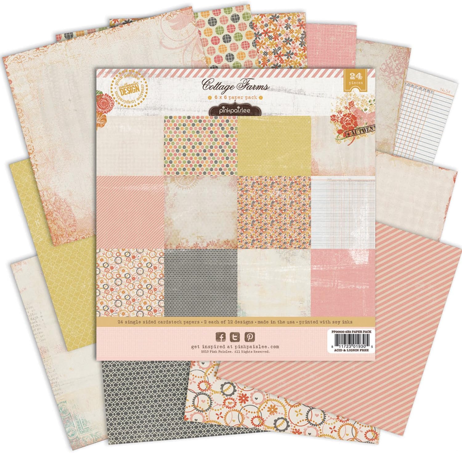 Pink Paislee Cottage Farms 6x6 Paper Pack