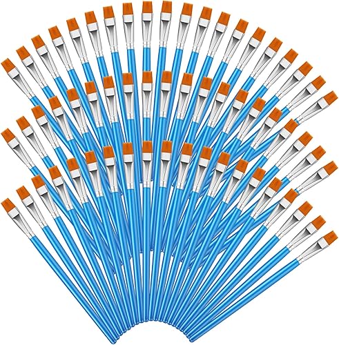 60 pinceles para pintura acrílica, pinceles planos a granel para pintura de detalle, pintura al óleo, acuarela, pintura artística para niños y