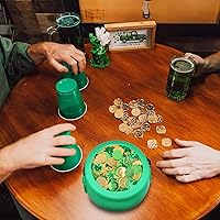 Vista 7 de SpinLaLa Caldero verde de plástico de 8 pulgadas para el día de San Patricio y Halloween, olla grande de cubo dorado para decoración de mesa