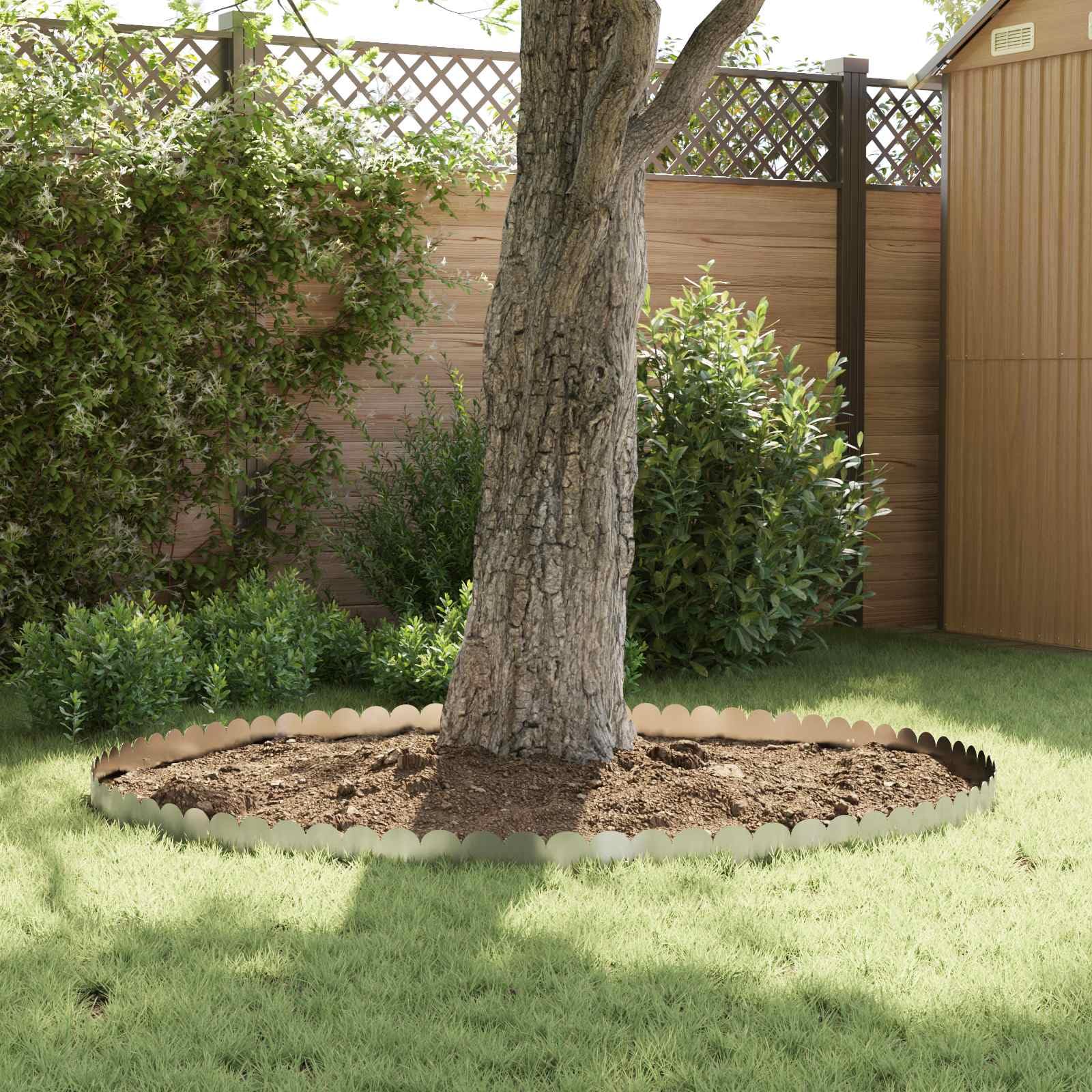 Ribete para césped de acero plateado, 50 unidades, 103 x 15 cm, con recubrimiento en polvo, borde flexible para césped, para bordear macizos, caminos de jardín y exteriores