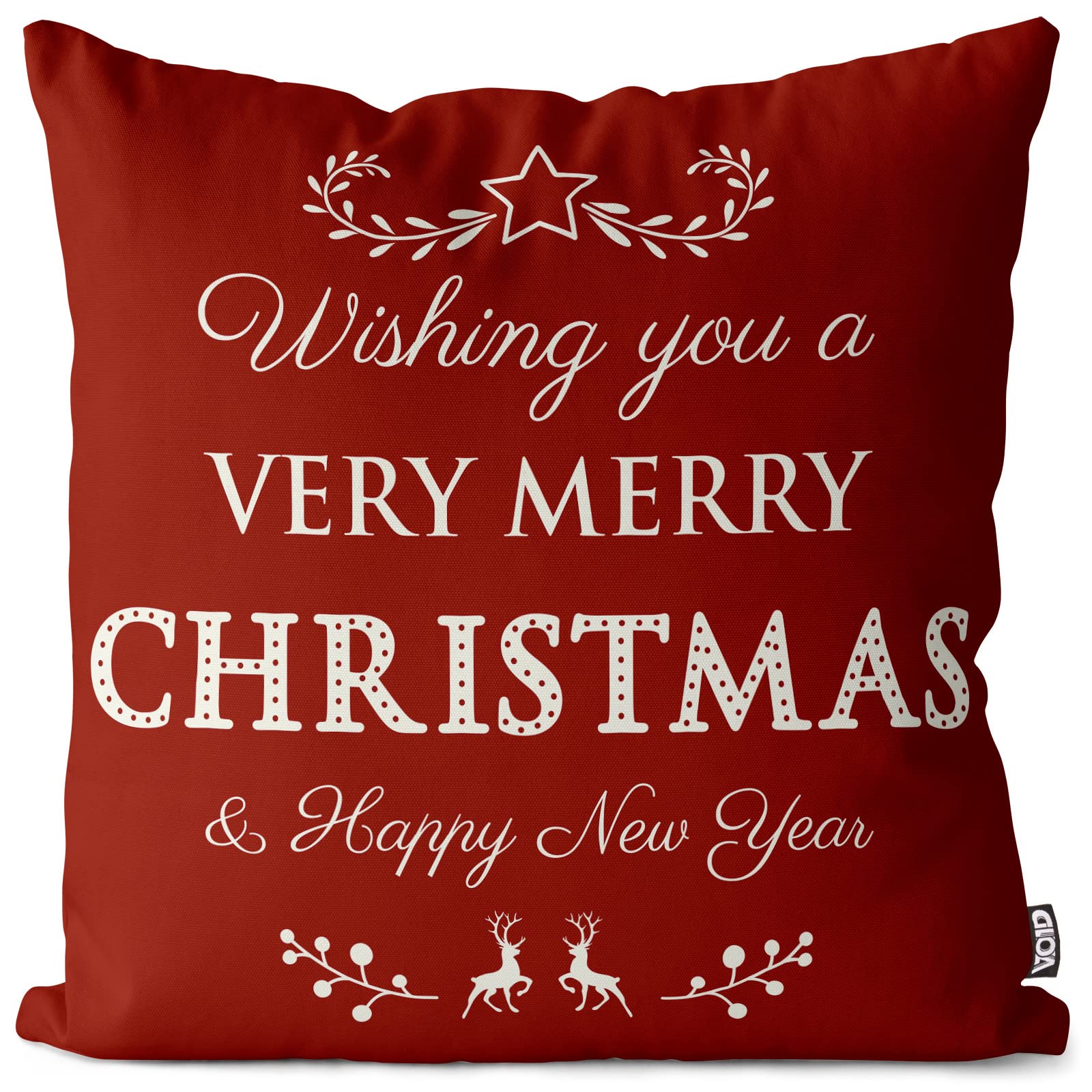VOID Buon Natale Cuscini federe Poliestere Impermeabile per Uso Outdoor e Indoor, Kissen Size:60 x 60 cm