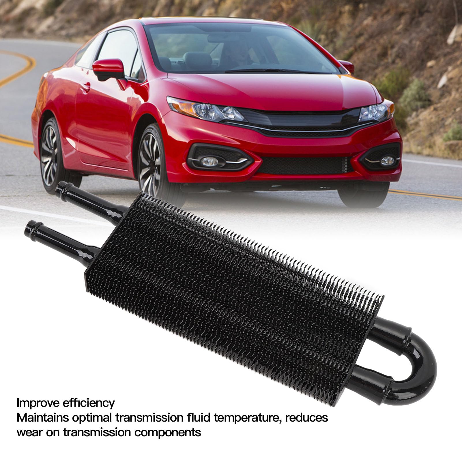 Kit Radiatore Olio Motore Universale a 2 File per Trasmissione, Lega di Alluminio, 233 Mm, con Tubo per Veicolo (Nero)