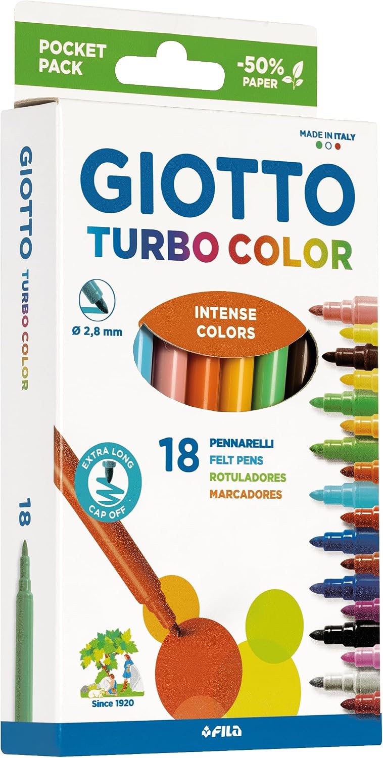 Giotto Turbo Color 18 Pennarelli Punta Fine Colori Assortiti Ricambio Astuccio - Analyse des détails et conception
