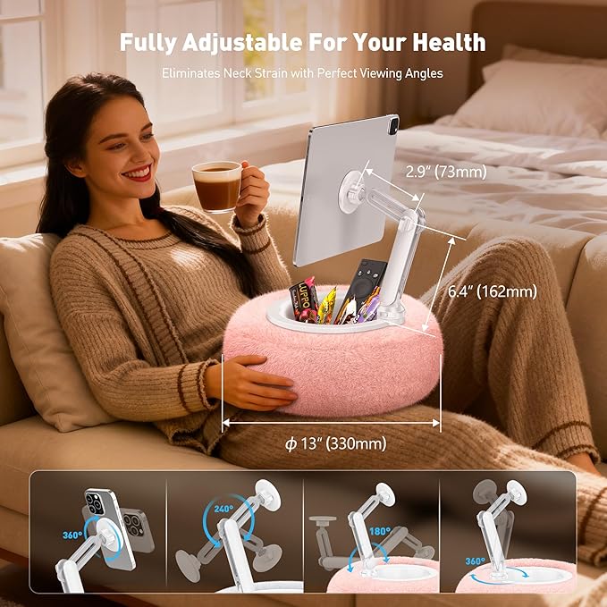 Soporte de Almohada para Tablet AboveTEK Magnético Rosa miniatura 5