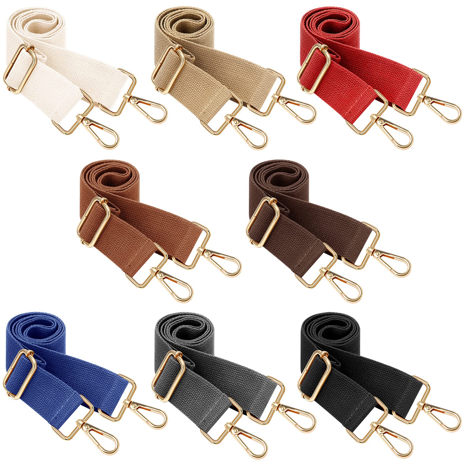 Kajaia 8 Packs Wide Purse Strap Replacement Shoulder Crossbody Straps Adjustable Canvas Bag Handbag for Women