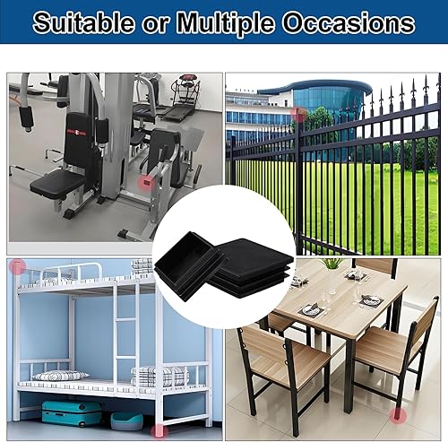 Miniatura 7 de Paquete de 140 tapones de tubo, inserto de plástico cuadrado de 2 pulgadas, tapas de extremo cuadradas para poste de tubo, patas de silla, equipo de