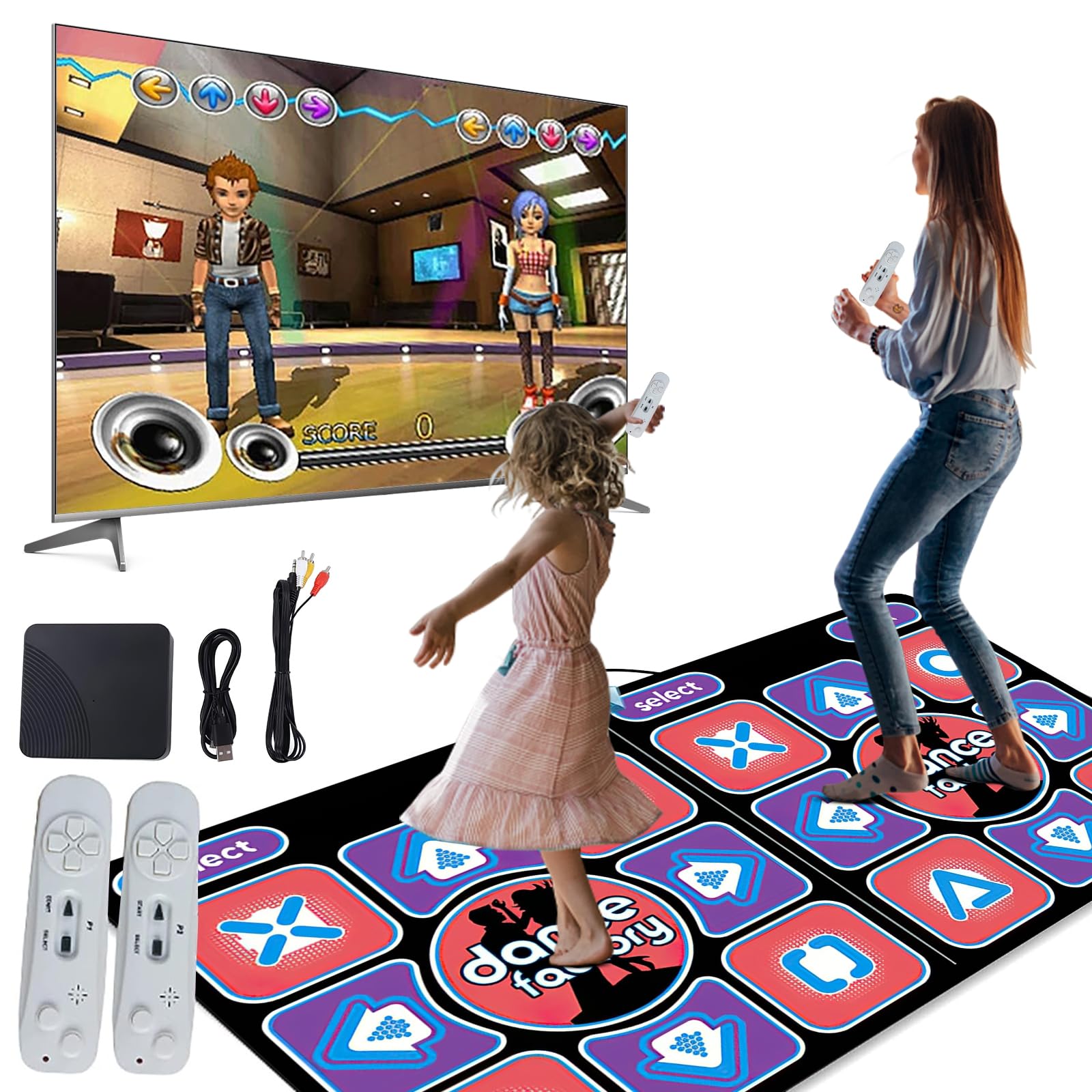 Eznaobo Musical Dance Mat Games for TV Computer,Double User Dance Floor Mat with Wireless Controller 100 In Music 65 Sensory Games,Interactive Yoga Sport Fitness for Game,Plug And Play Toy Gifts (A)