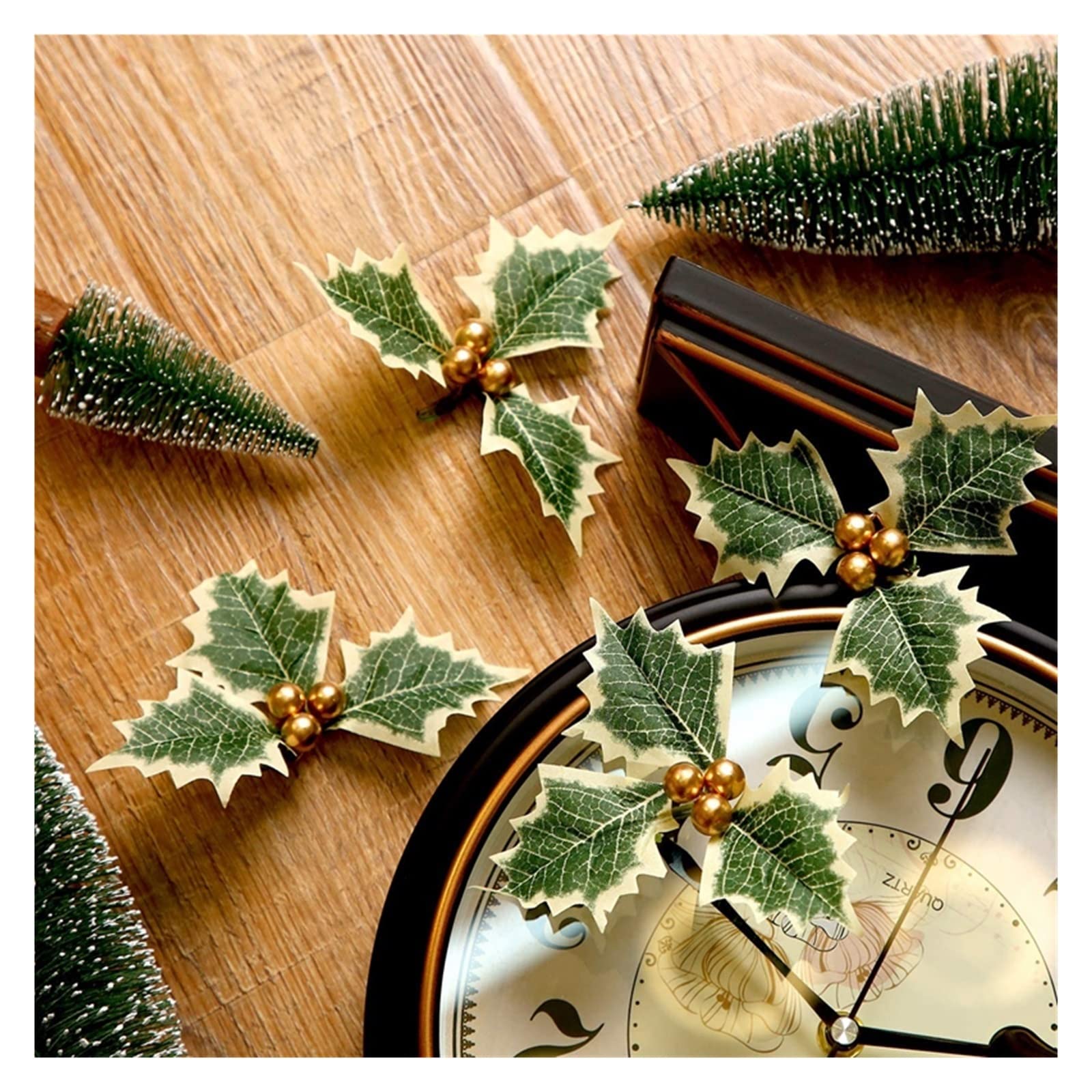 Plantes décoratives artificielles – Baies de houx artificielles avec feuilles adaptées for couronne de Noël, arrangement floral de mariage, cadeau, décoration de scrapbooking, fausses baies 5/6 cm ( C
