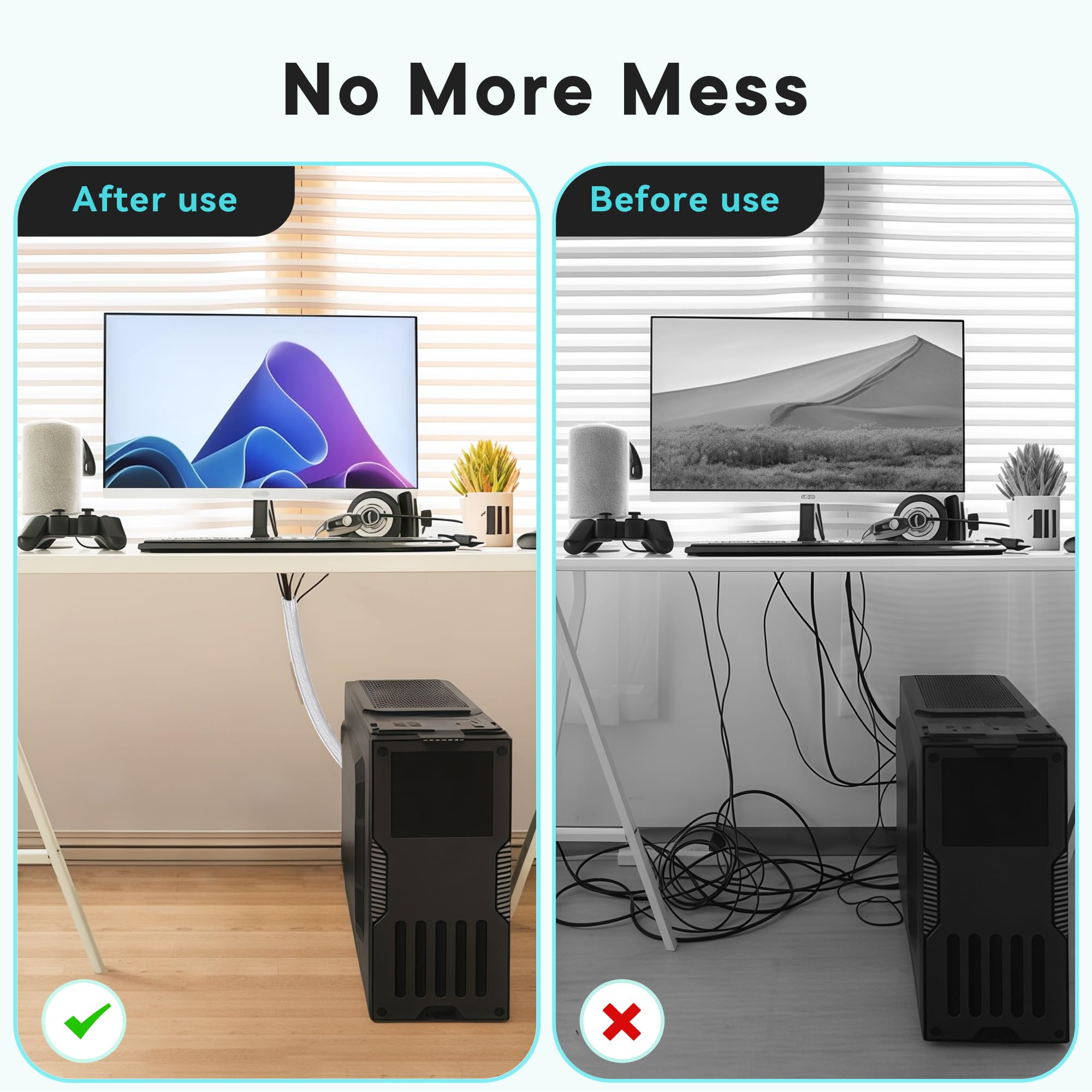 13mm-3m Kabelschlauch Selbstschließend Schwarz für PC/TV, gewebter Kabelmantel, Kabelmanagement für Zuhause, Büro(Weiß)
