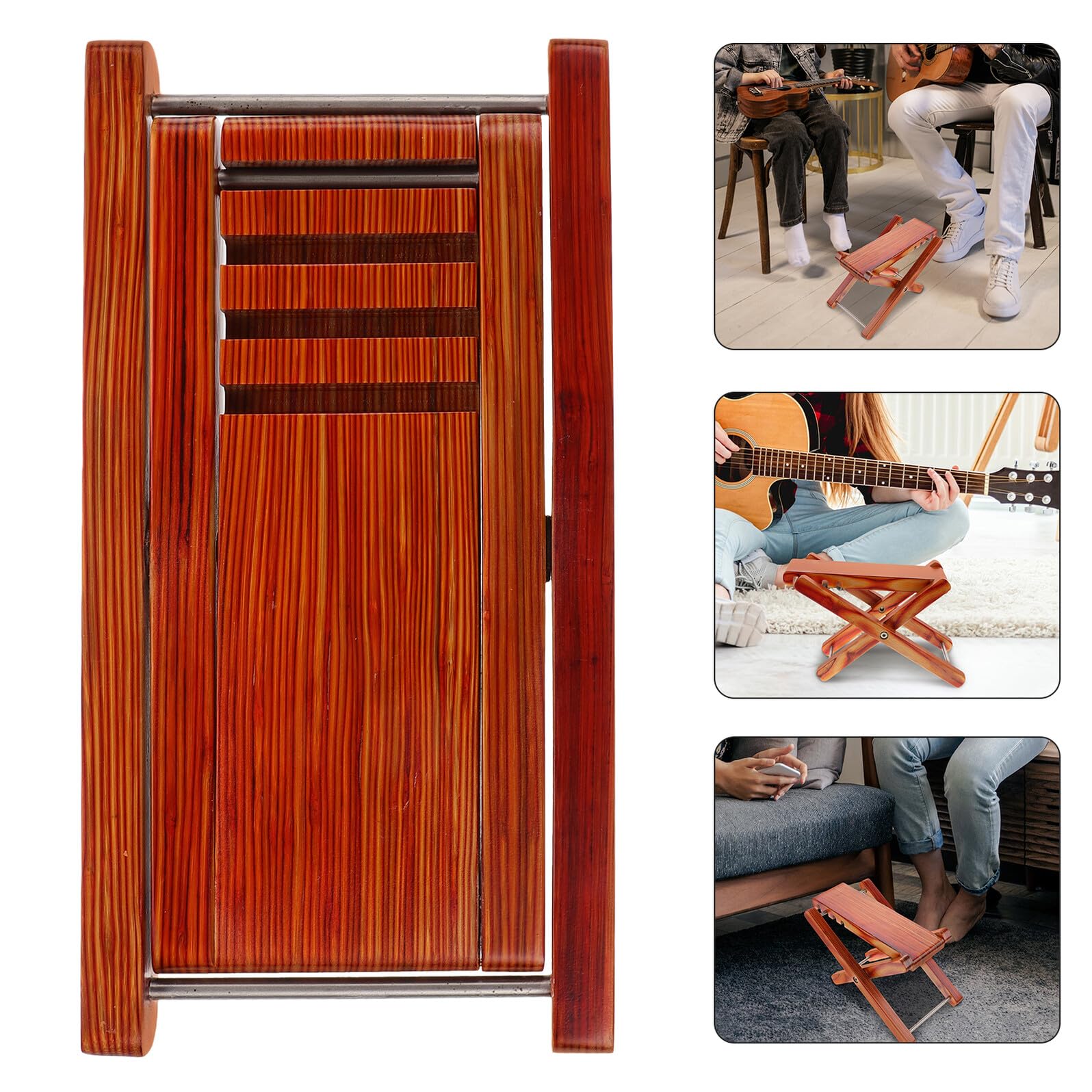 Abaodam Poggiapiedi Pieghevole Regolabile in Bambù per Chitarra Impostazioni di Altezza per Ergonomia Ottimale Supporto Affidabile per Chitarristi di Diverse Stature Realizzato in Legno