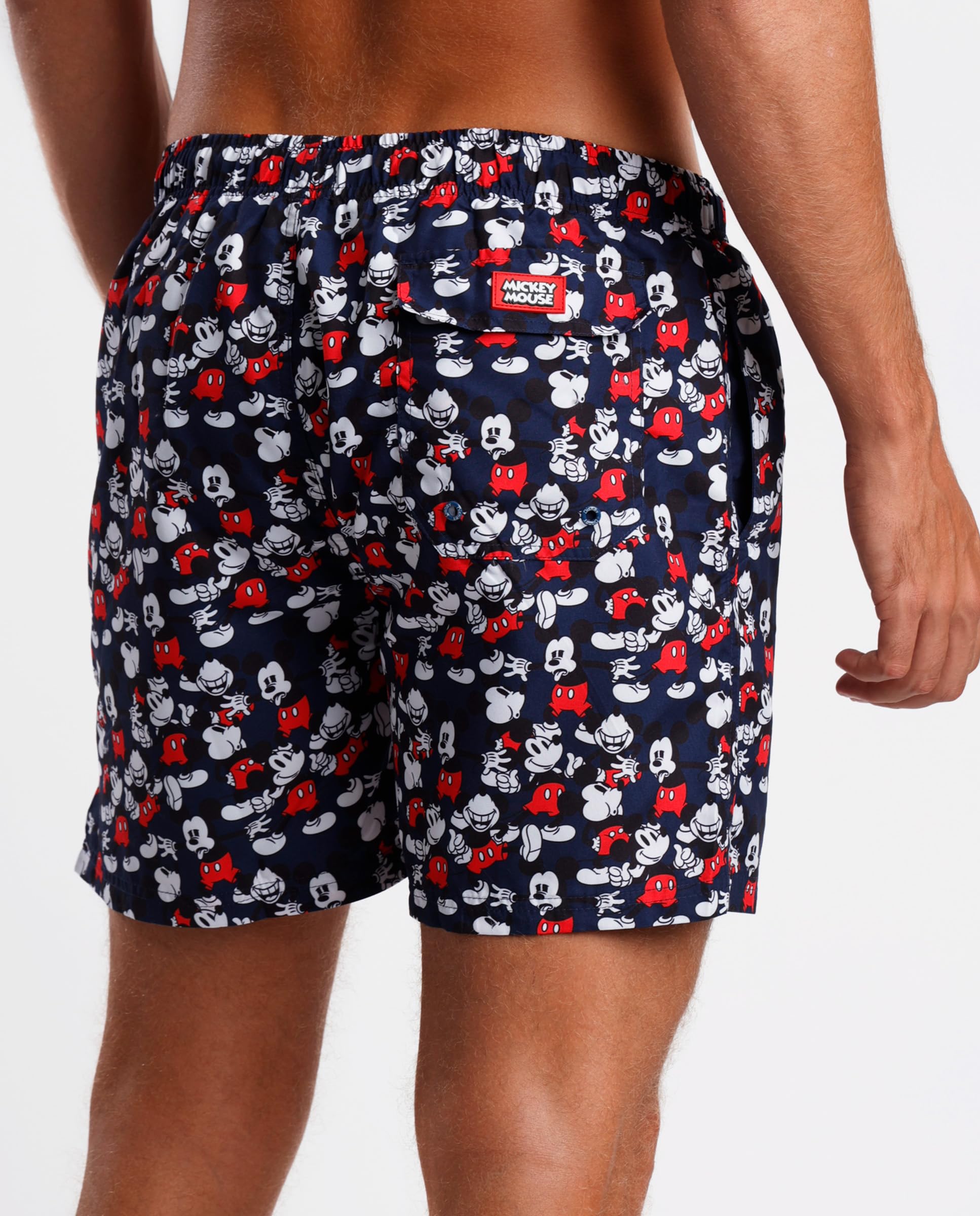 Disney Costume da Bagno Uomo Boxer Mare con Stampa, Vita Elasticizzata, Tasche e Rete Interna – Costume Estivo per Spiaggia e Piscina (IT, Testo, M, Regular, Regular, Marino)