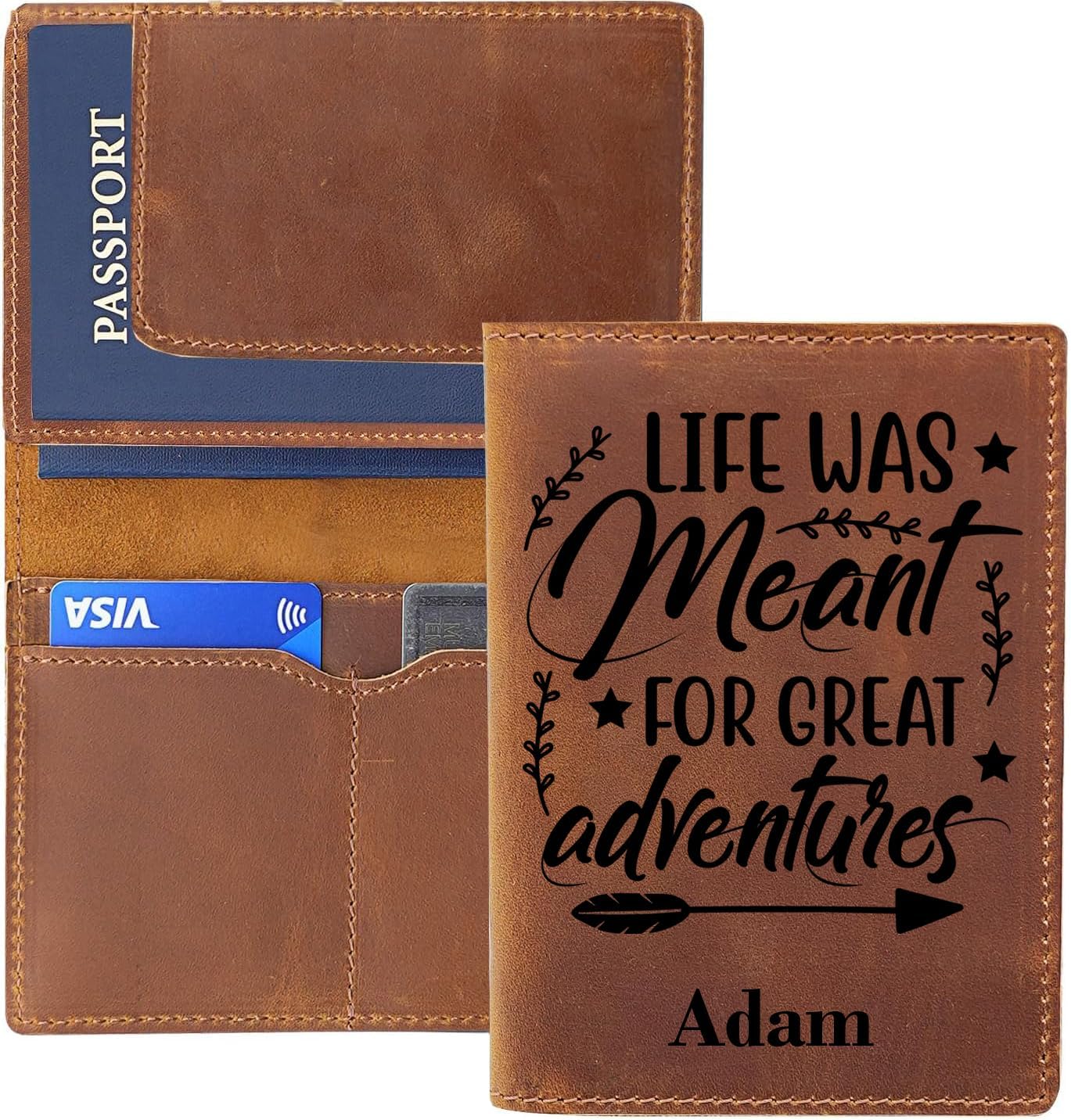 Personalized Passport Holder, Handmade Travel Wallet, Passport Cover with Card and Ticket Slot, Genuine Leather, Passport Case, Wallet for Passports
