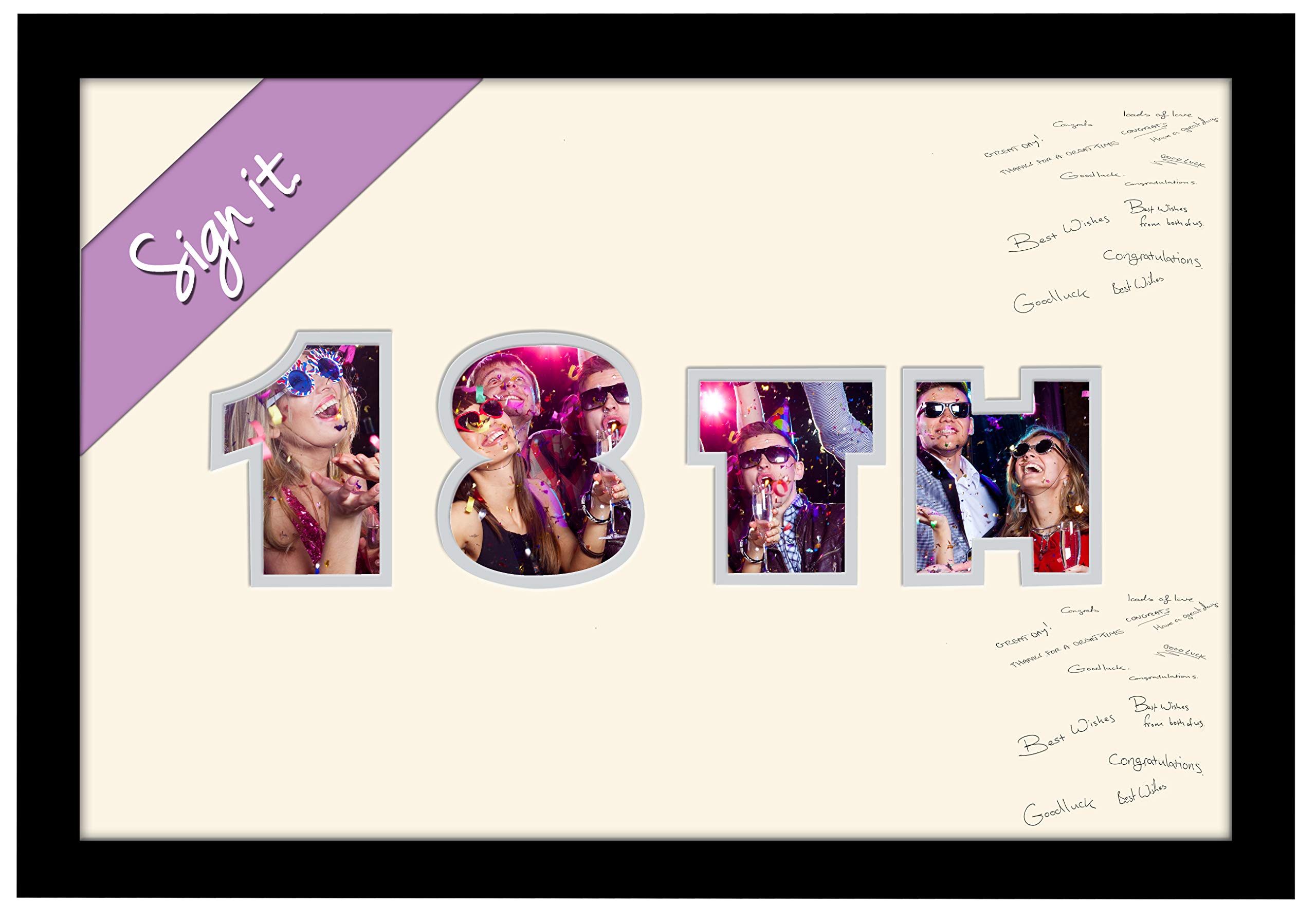Photos In A Word Black Finish Frame 18Th Birthday Signing Personalised Autograph Signature Guest Book Photo Frame To Sign (Black Finish Frame)