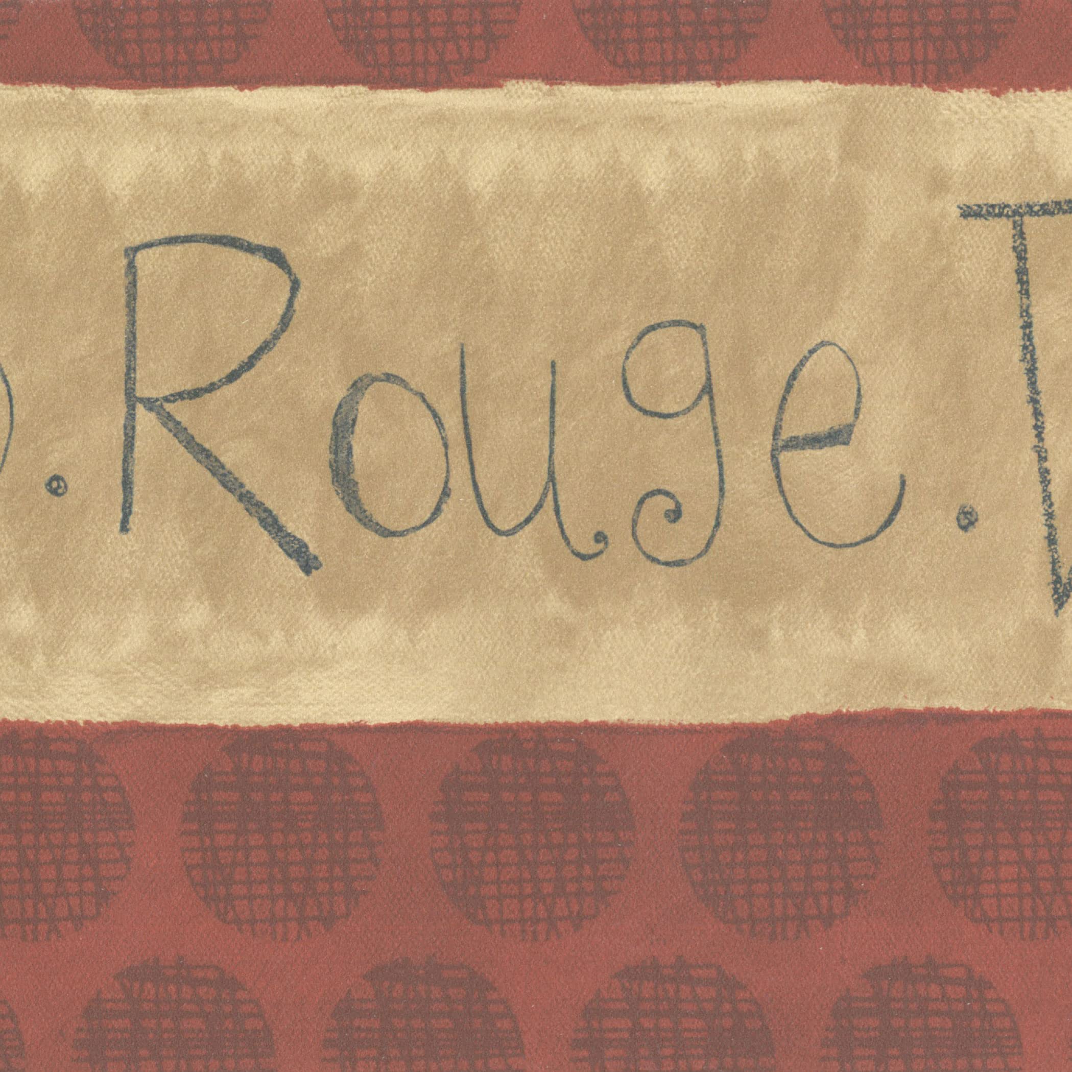 Bordure de papier peint Concord Wallcoverings motif points et mots rouge brun 4,5m CU78234