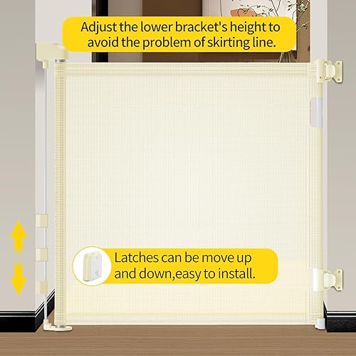 Miniatura 3 de Puerta retráctil de seguridad para bebés o mascotas, 41pulgadas de alto, hasta 79pulgadas de ancho, malla de seguridad para puerta, escalera,
