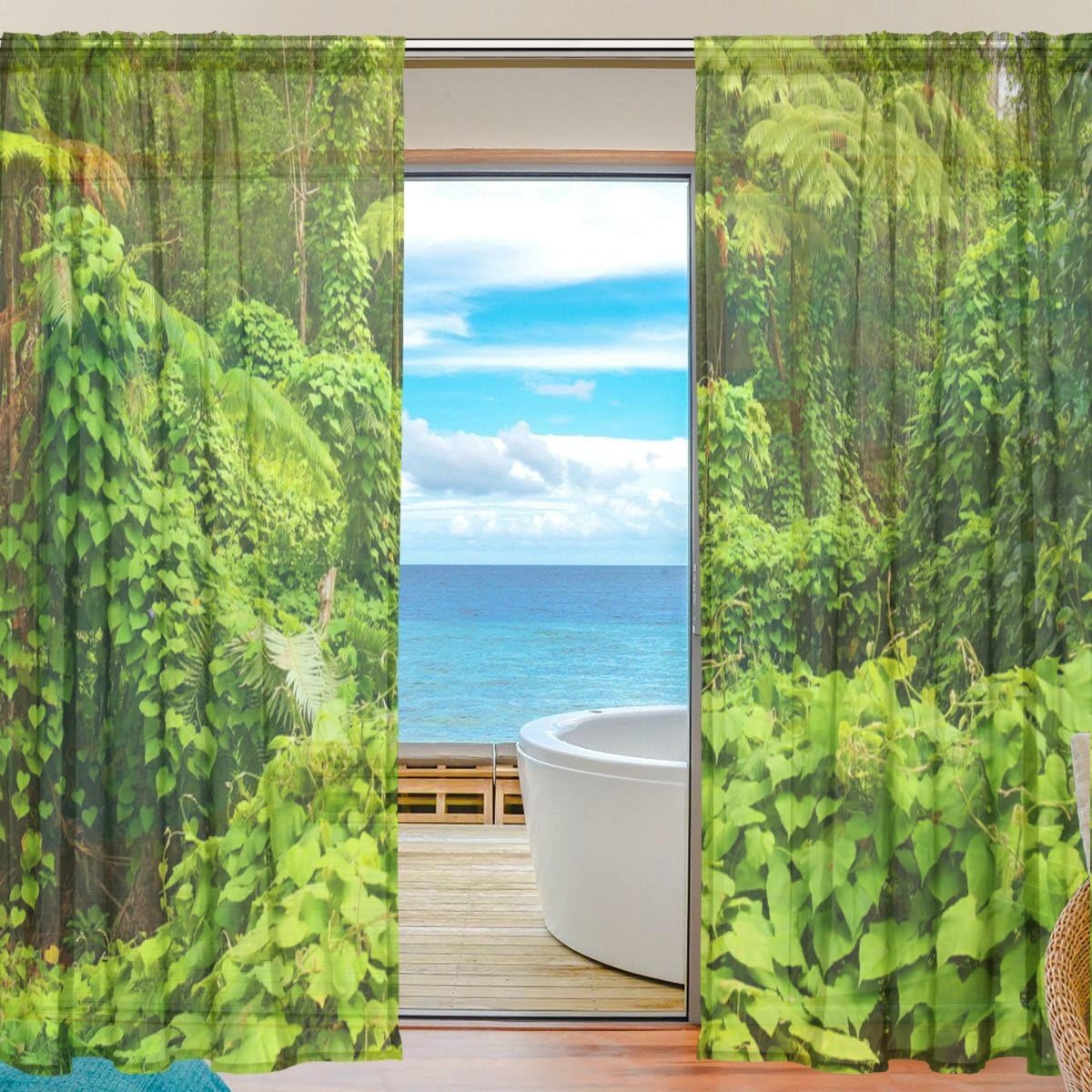 Aomoki 窓カーテン ミラーレースカーテン レースカーテン ドアカーテン おしゃれ シェードカーテン 薄い 目隠し 部屋 断熱カーテン 半遮光 洗濯可能 2枚セット 約140x213cm ジャングル 植物 緑 特価品コーナー Aomoki 窓カーテン ミラーレースカーテン レースカーテン ドアカーテン おしゃれ シェードカーテン 薄い 目隠し 部屋 断熱カーテン 半遮光 洗濯可能 2枚セット 約140x213cm ジャングル 植物 緑 特価品コーナー