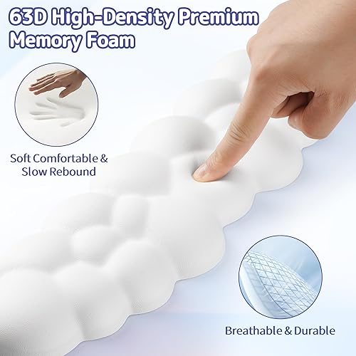 Miniatura 4 de Cloud Reposamuñecas para Teclado, Juego de Almohadilla para Muñeca de Teclado Cloud con Espuma Viscoelástica de Cuero PU, Lindo Reposabrazos para 01
