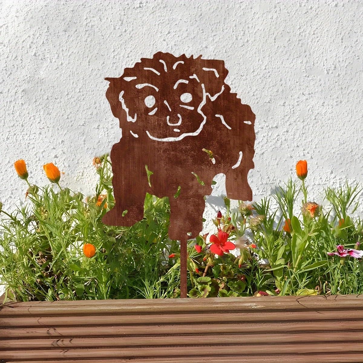 Piquet décoratif de Jardin en métal rouillé en Forme de Chien, décoration extérieure Durable avec Un Adorable Motif Animal, Piquet de 30 cm pour terrasses et patios