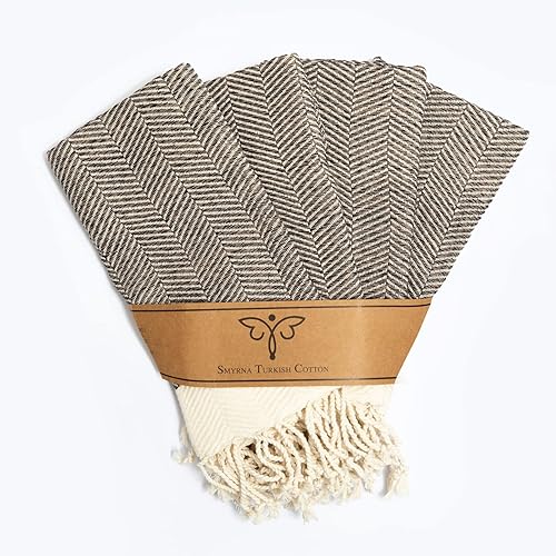 Miniatura 120 de SMYRNA TURKISH COTTON Herringbone Series - Juego de 6 paños de cocina lavables a máquina, ultra suaves, absorbentes, prelavados y de secado rápido