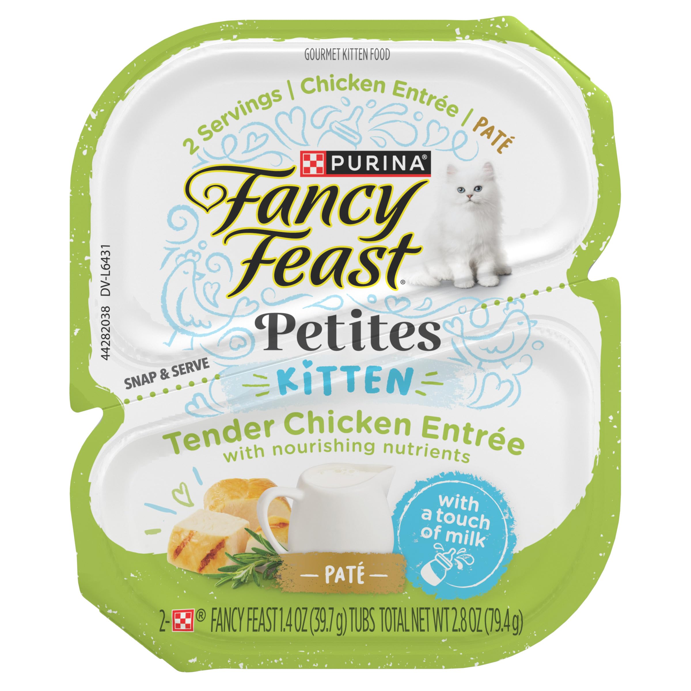 Purina Fancy Feast Petites Tender Chicken Entree Pate Gourmet Wet Kitten Food - (Pack of 12) 2.8 oz. Tubs