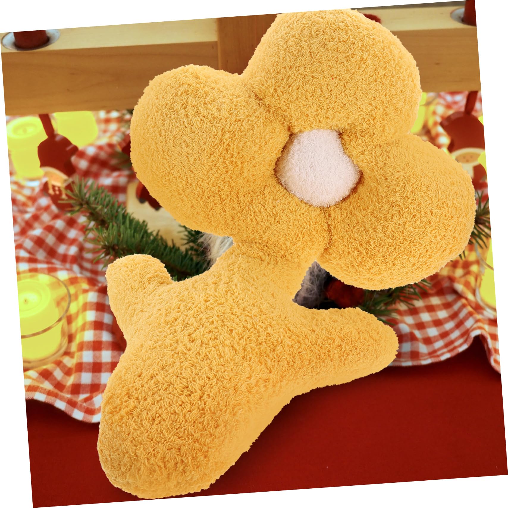 STOBAZA Flower Pillow Branch Plush Throw Pillow for Sofa Bed Office Car Home Decor 45cm Yellow Flower